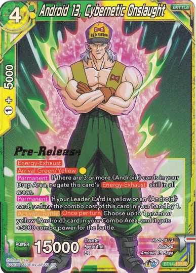 Android 13, Cybernetic Onslaught (BT14-151) [Cross Spirits Prerelease Promos] | Pegasus Games WI