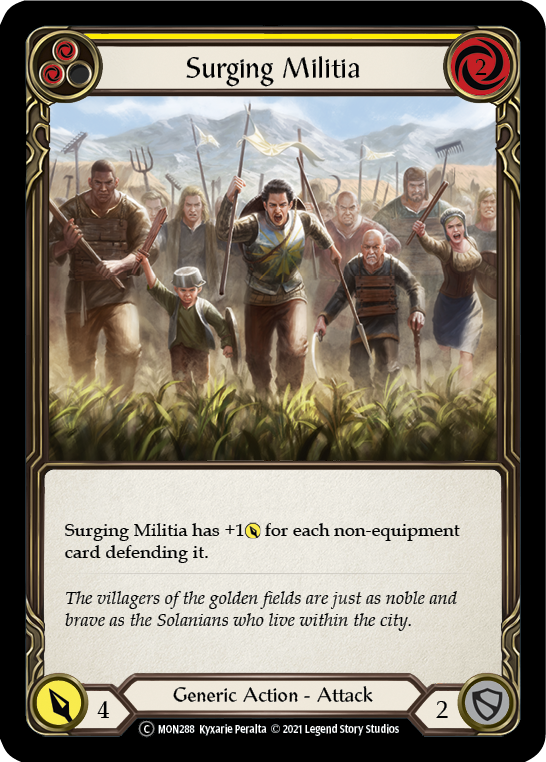 Surging Militia (Yellow) (Rainbow Foil) [U-MON288-RF] Unlimited Rainbow Foil | Pegasus Games WI