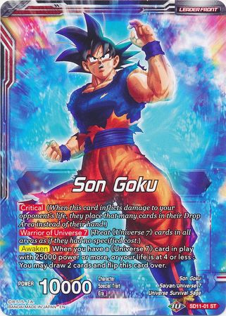 Son Goku // Ultra Instinct Son Goku, Hero of Universe 7 (Starter Deck Exclusive) (SD11-01) [Universal Onslaught] | Pegasus Games WI