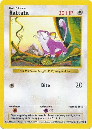 Rattata (61/102) [Base Set Shadowless Unlimited] | Pegasus Games WI