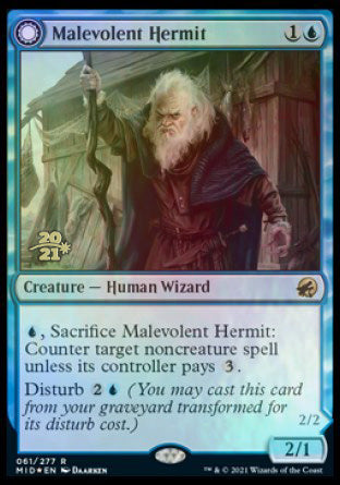 Malevolent Hermit // Benevolent Geist [Innistrad: Midnight Hunt Prerelease Promos] | Pegasus Games WI