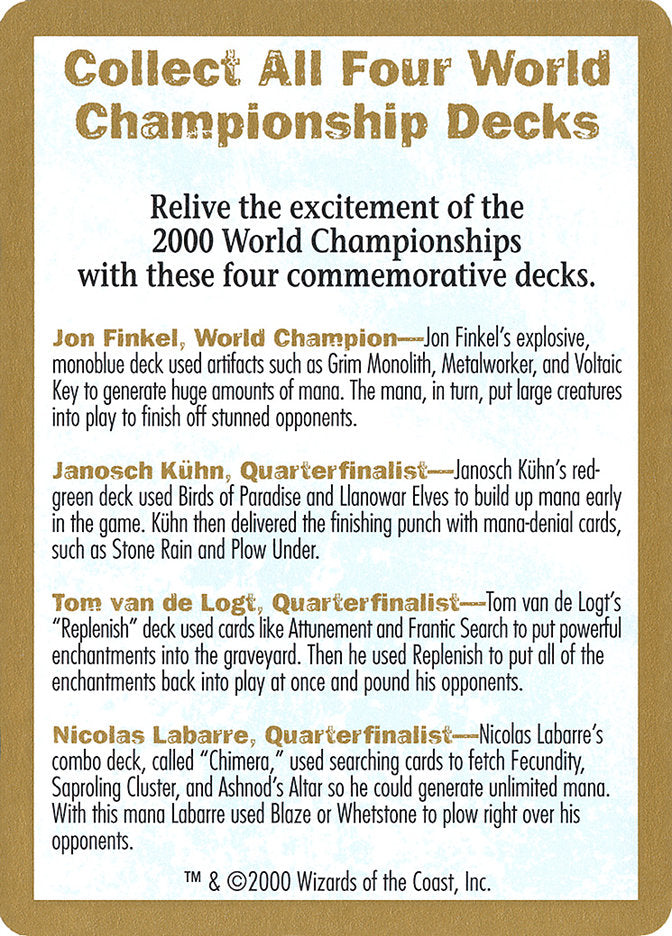 2000 World Championships Ad [World Championship Decks 2000] | Pegasus Games WI