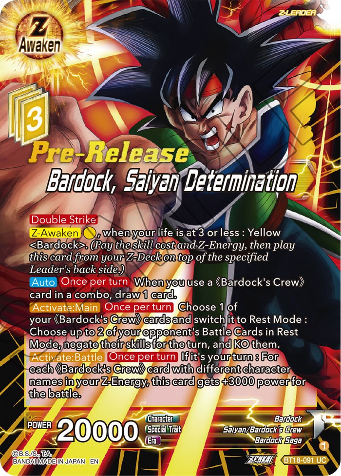 Bardock, Saiyan Determination (BT18-091) [Dawn of the Z-Legends Prerelease Promos] | Pegasus Games WI