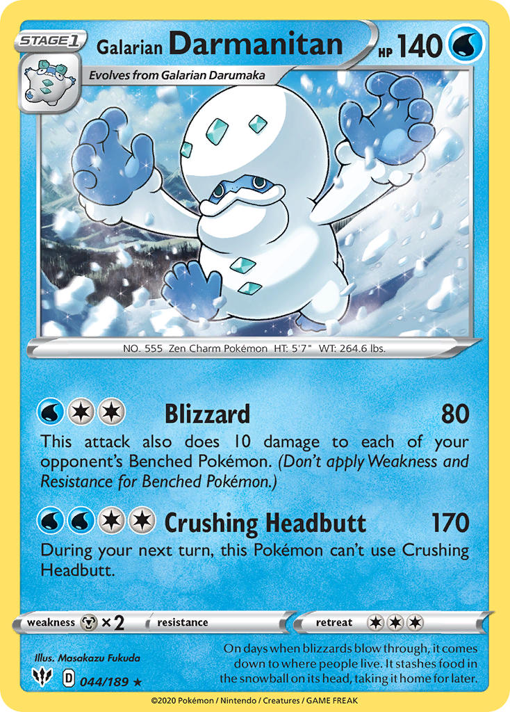 Galarian Darmanitan (044/189) (Cracked Ice Holo) (Theme Deck Exclusive) [Sword & Shield: Darkness Ablaze] | Pegasus Games WI