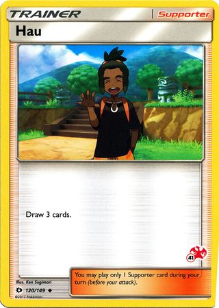 Hau (120/149) (Charizard Stamp #41) [Battle Academy 2020] | Pegasus Games WI