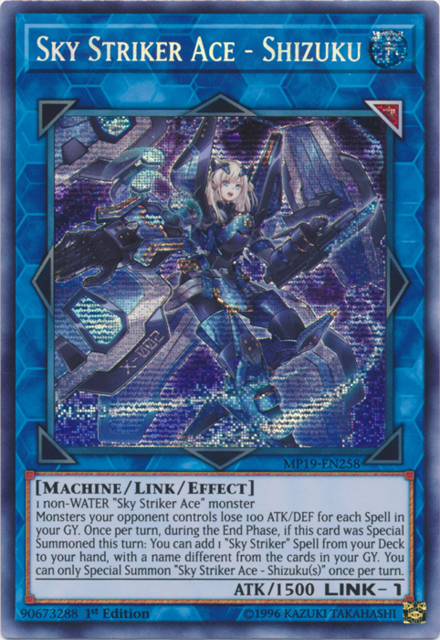 Sky Striker Ace - Shizuku [MP19-EN258] Prismatic Secret Rare | Pegasus Games WI