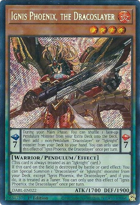 Ignis Phoenix, the Dracoslayer [DABL-EN022] Secret Rare | Pegasus Games WI