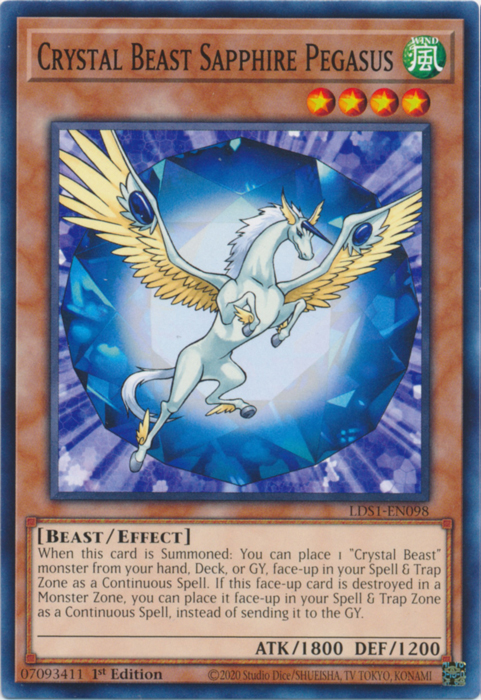 Crystal Beast Sapphire Pegasus [LDS1-EN098] Common | Pegasus Games WI