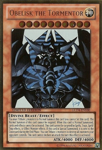 Obelisk the Tormentor [GLD4-EN030] Gold Rare | Pegasus Games WI