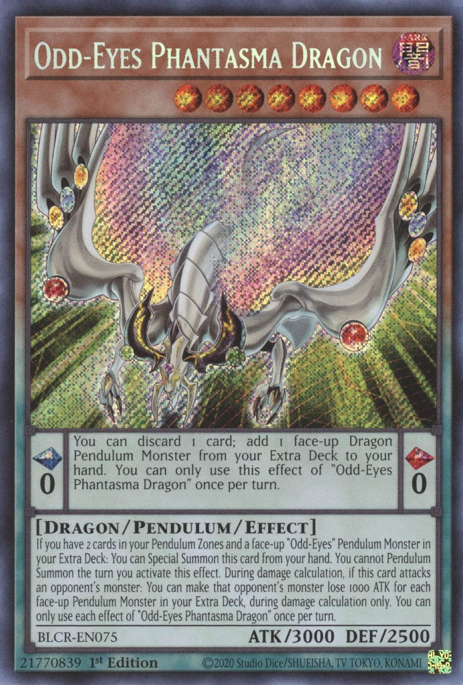 Odd-Eyes Phantasma Dragon [BLCR-EN075] Secret Rare | Pegasus Games WI