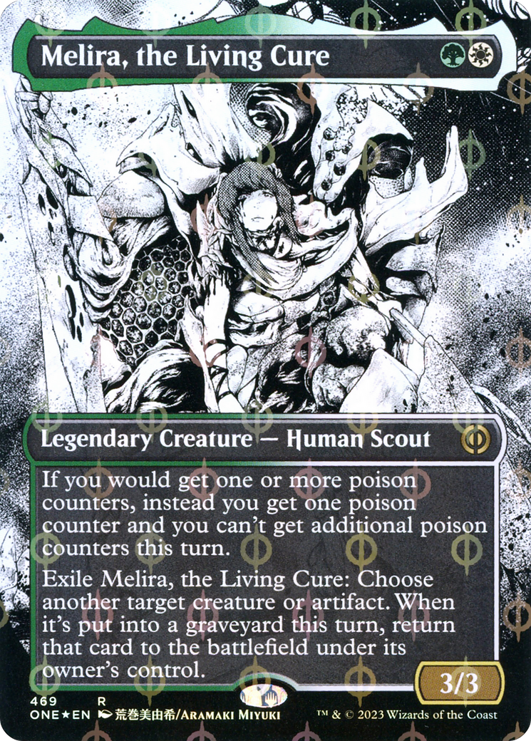 Melira, the Living Cure (Borderless Manga Step-and-Compleat Foil) [Phyrexia: All Will Be One] | Pegasus Games WI