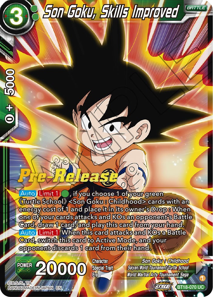 Son Goku, Skills Improved (BT18-070) [Dawn of the Z-Legends Prerelease Promos] | Pegasus Games WI