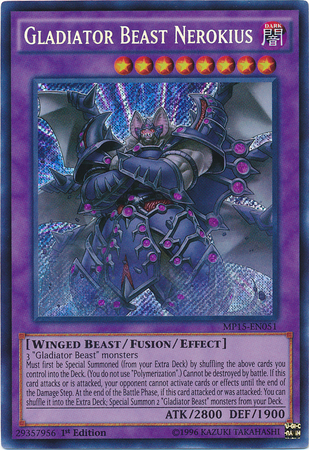 Gladiator Beast Nerokius [MP15-EN051] Secret Rare | Pegasus Games WI