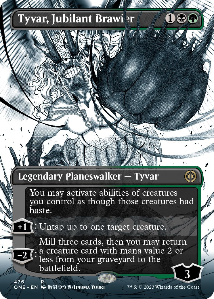 Tyvar, Jubilant Brawler (Borderless Manga Step-and-Compleat Foil) [Phyrexia: All Will Be One] | Pegasus Games WI