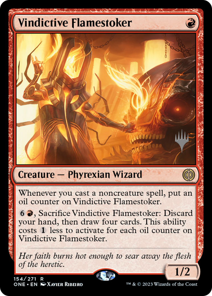 Vindictive Flamestoker (Promo Pack) [Phyrexia: All Will Be One Promos] | Pegasus Games WI