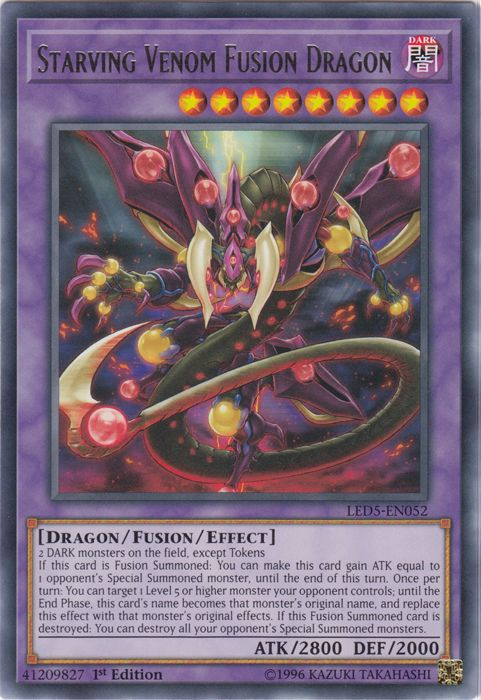 Starving Venom Fusion Dragon [LED5-EN052] Rare | Pegasus Games WI