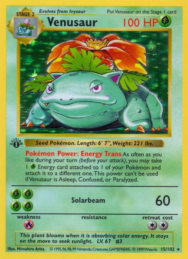 Venusaur (15/102) (Shadowless) [Base Set 1st Edition] | Pegasus Games WI