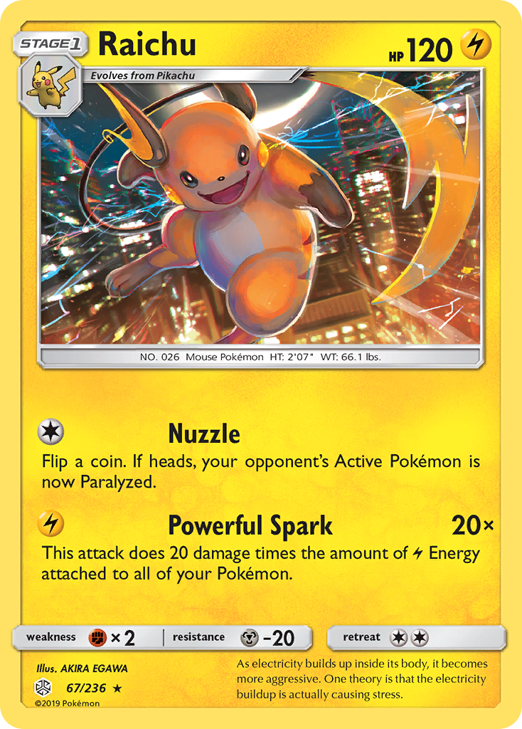 Raichu (67/236) [Sun & Moon: Cosmic Eclipse] | Pegasus Games WI