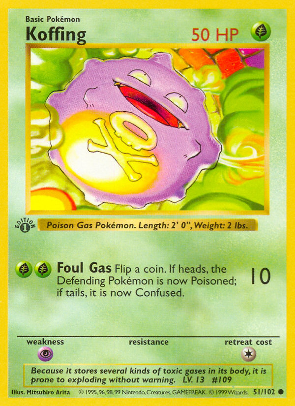 Koffing (51/102) (Shadowless) [Base Set 1st Edition] | Pegasus Games WI