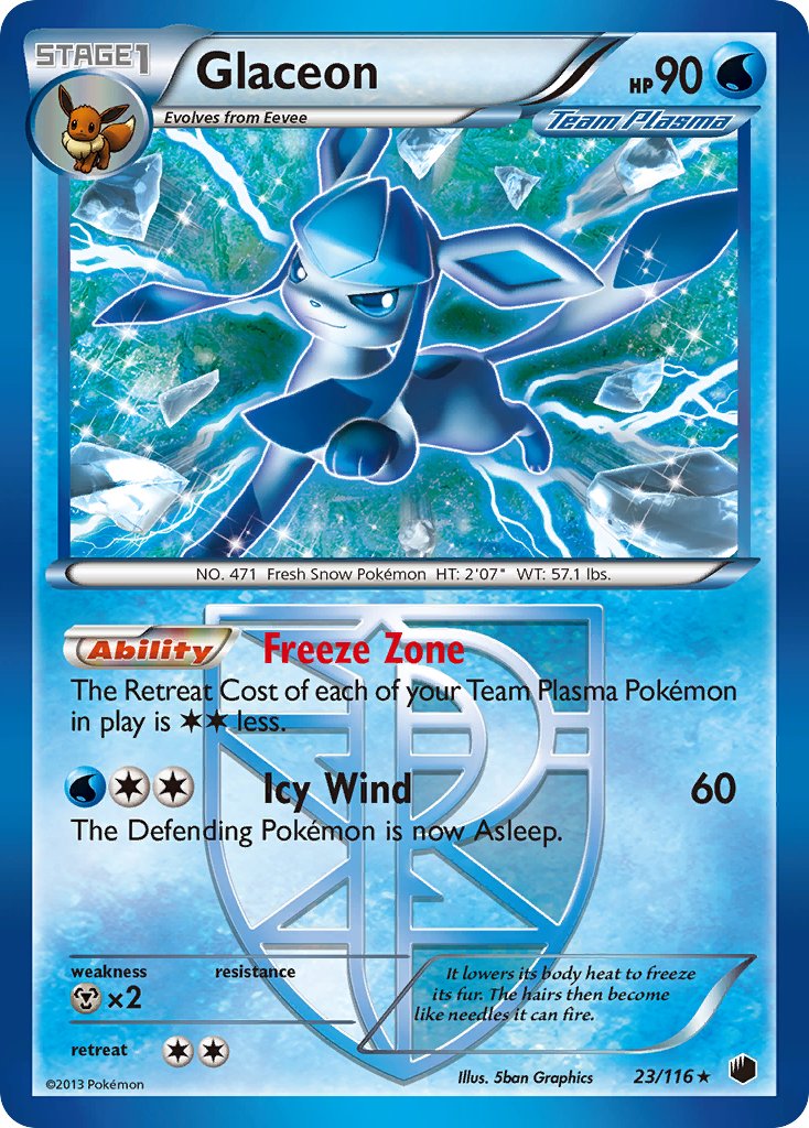 Glaceon (23/116) (Theme Deck Exclusive) [Black & White: Plasma Freeze] | Pegasus Games WI