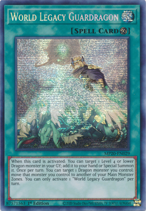 World Legacy Guardragon [MP20-EN029] Prismatic Secret Rare | Pegasus Games WI