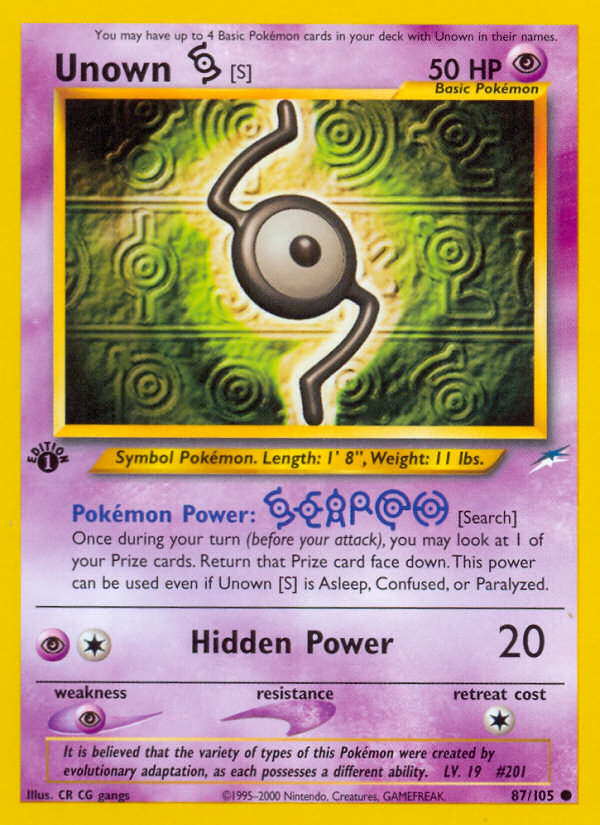 Unown [S] (87/105) [Neo Destiny 1st Edition] | Pegasus Games WI