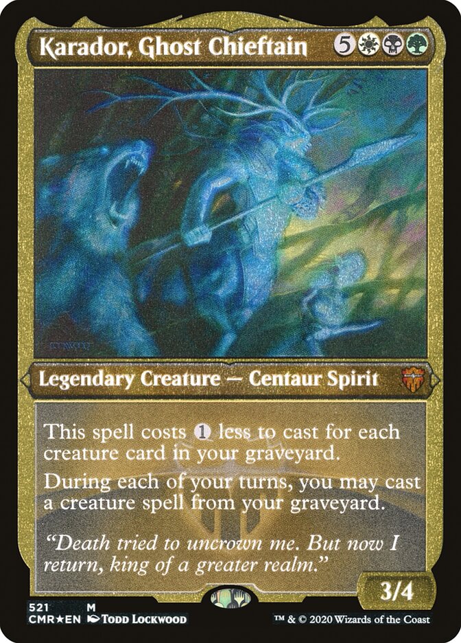 Karador, Ghost Chieftain (Etched) [Commander Legends] | Pegasus Games WI