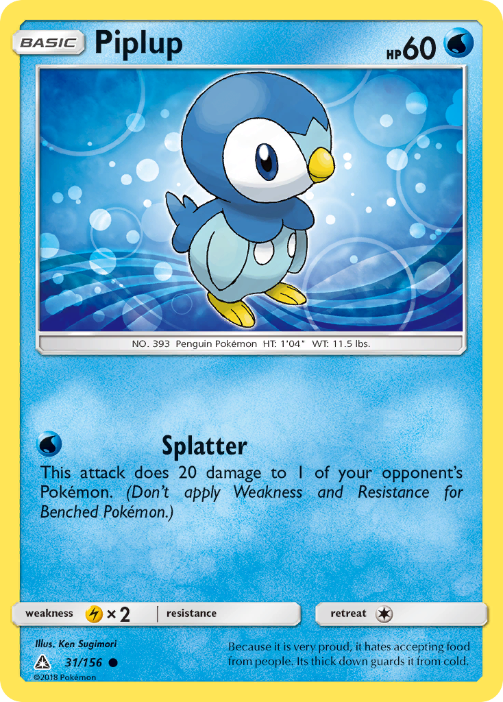 Piplup (31/156) [Sun & Moon: Ultra Prism] | Pegasus Games WI