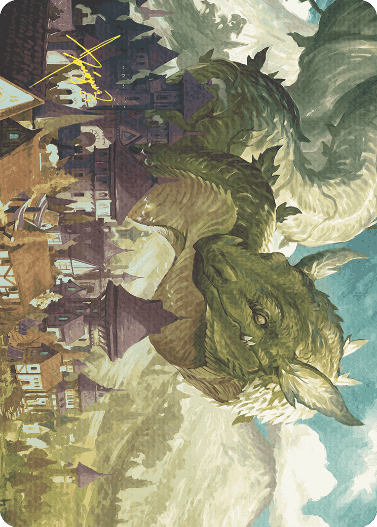 Beanstalk Wurm Art Card (Gold-Stamped Signature) [Wilds of Eldraine Art Series] | Pegasus Games WI