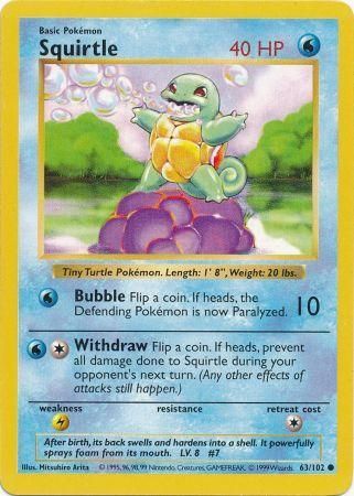 Squirtle (63/102) [Base Set Shadowless Unlimited] | Pegasus Games WI