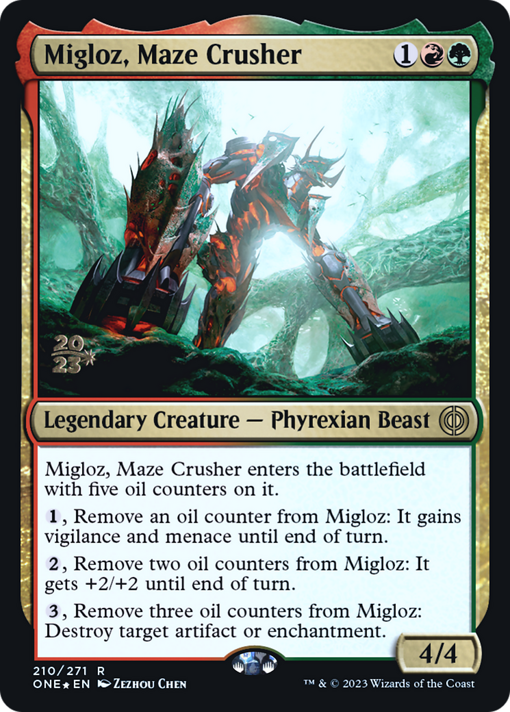 Migloz, Maze Crusher [Phyrexia: All Will Be One Prerelease Promos] | Pegasus Games WI