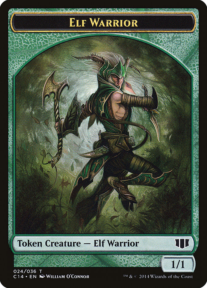 Elephant // Elf Warrior Double-Sided Token [Commander 2014 Tokens] | Pegasus Games WI