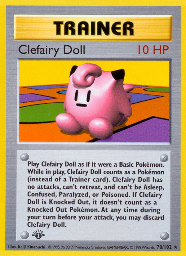 Clefairy Doll (70/102) (Shadowless) [Base Set 1st Edition] | Pegasus Games WI