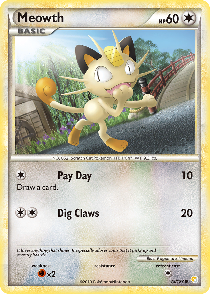 Meowth (75/123) [HeartGold & SoulSilver: Base Set] | Pegasus Games WI