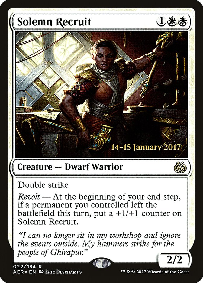 Solemn Recruit [Aether Revolt Prerelease Promos] | Pegasus Games WI