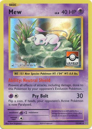 Mew (53/108) (League Promo 2nd Place) [XY: Evolutions] | Pegasus Games WI