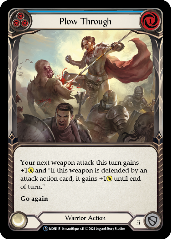 Plow Through (Blue) (Rainbow Foil) [U-MON115-RF] Unlimited Rainbow Foil | Pegasus Games WI