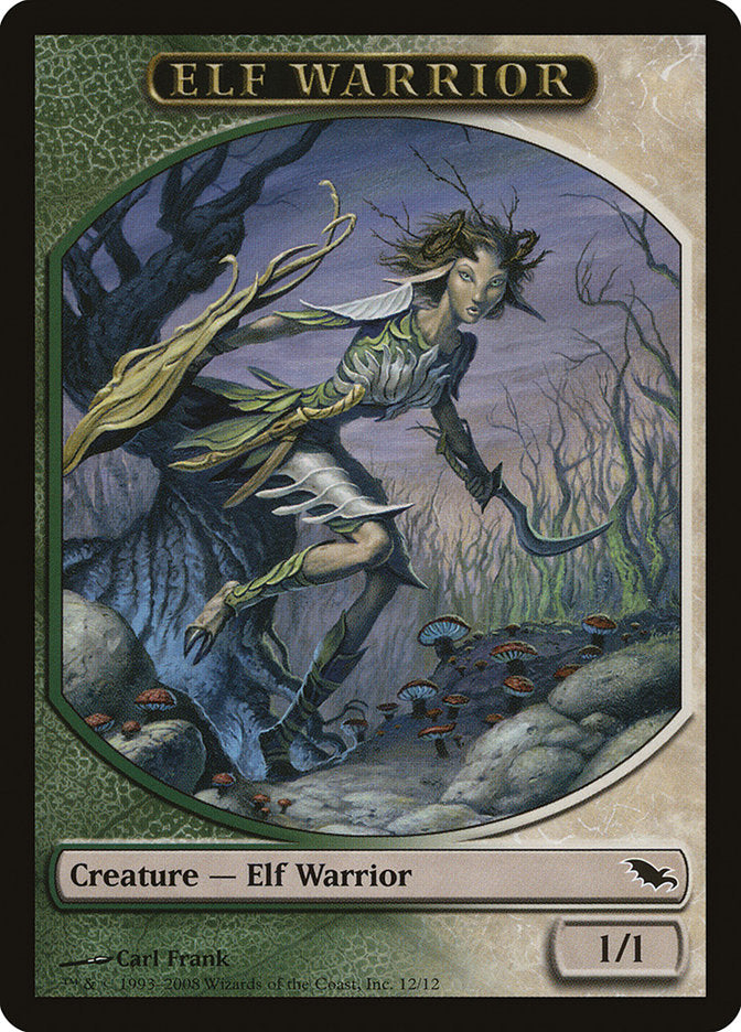 Elf Warrior Token (12/12) [Shadowmoor Tokens] | Pegasus Games WI