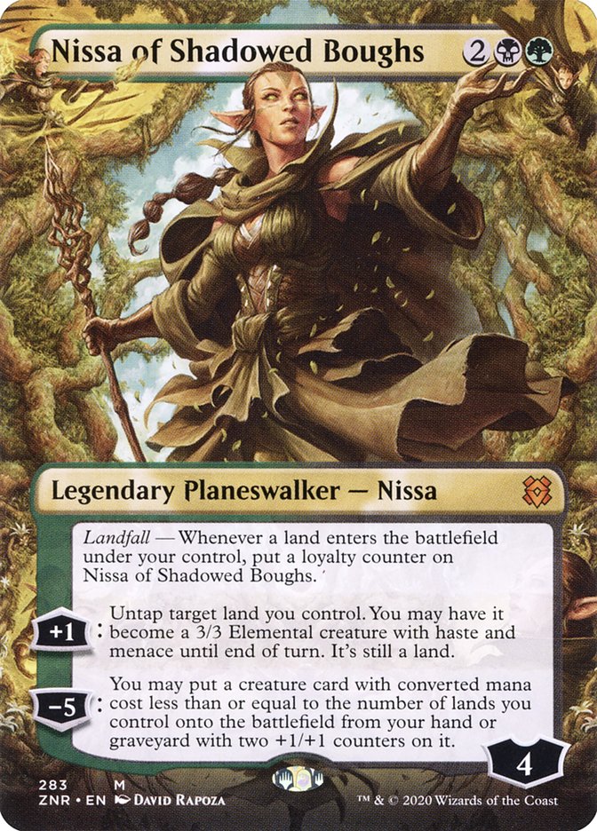 Nissa of Shadowed Boughs (Borderless) [Zendikar Rising] | Pegasus Games WI