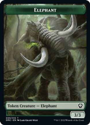 Elephant // Treasure Double-Sided Token [Dominaria United Commander Tokens] | Pegasus Games WI