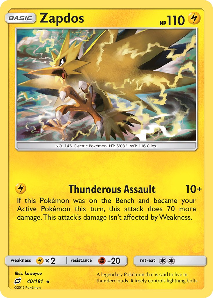 Zapdos (40/181) (Theme Deck Exclusive) [Sun & Moon: Team Up] | Pegasus Games WI