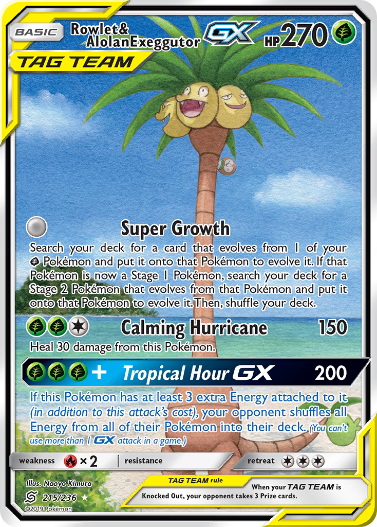 Rowlet & Alolan Exeggutor GX (215/236) [Sun & Moon: Unified Minds] | Pegasus Games WI