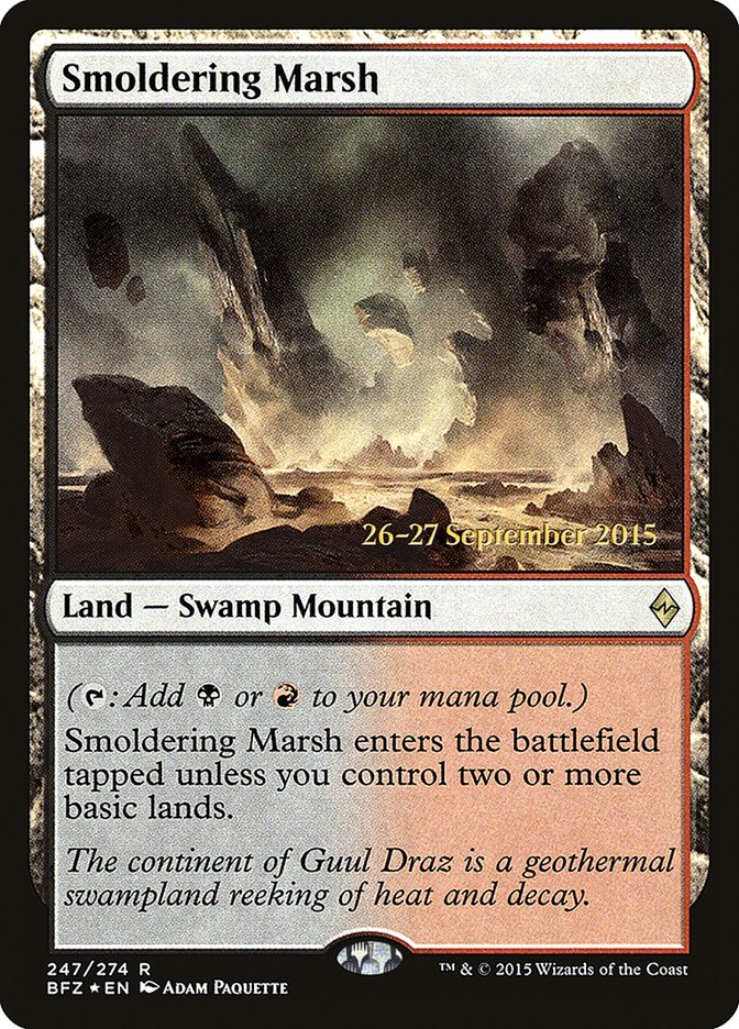 Smoldering Marsh [Battle for Zendikar Prerelease Promos] | Pegasus Games WI