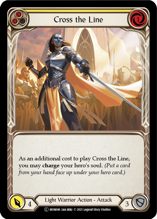 Cross the Line (Yellow) (Rainbow Foil) [U-MON046-RF] Unlimited Rainbow Foil | Pegasus Games WI