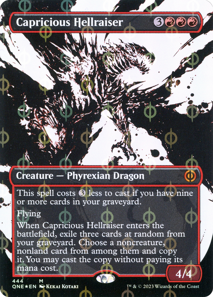 Capricious Hellraiser (Borderless Ichor Step-and-Compleat Foil) [Phyrexia: All Will Be One] | Pegasus Games WI