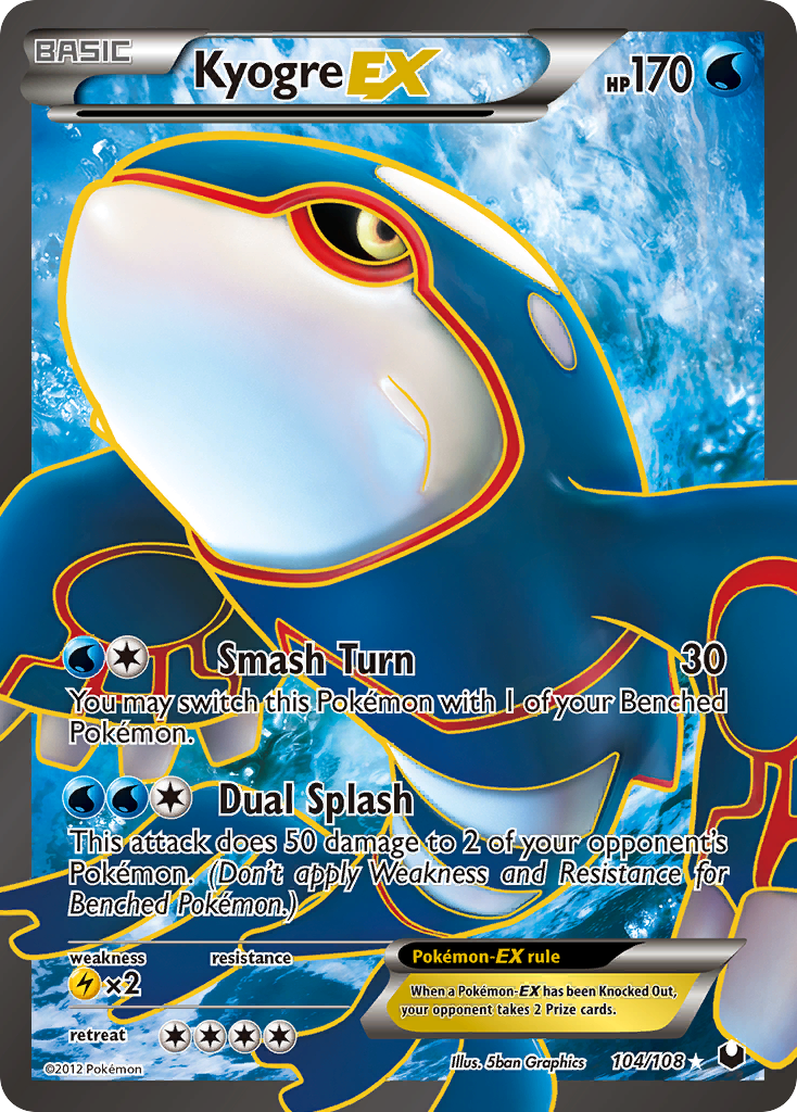 Kyogre EX (104/108) [Black & White: Dark Explorers] | Pegasus Games WI