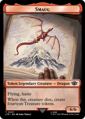 Smaug // Food (0023) Double-Sided Token (Surge Foil) [The Lord of the Rings: Tales of Middle-Earth Tokens] | Pegasus Games WI