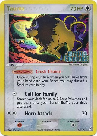 Tauros (12/100) (Stamped) [EX: Crystal Guardians] | Pegasus Games WI