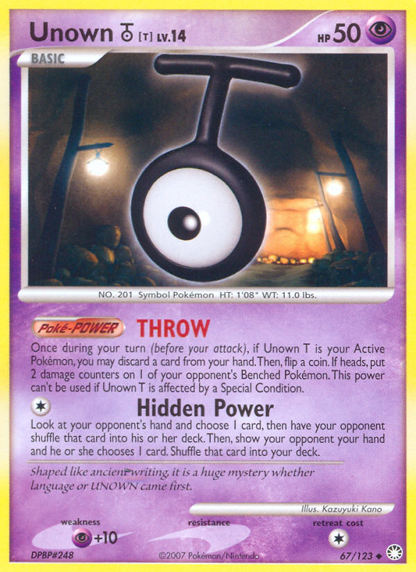 Unown T (67/123) [Diamond & Pearl: Mysterious Treasures] | Pegasus Games WI