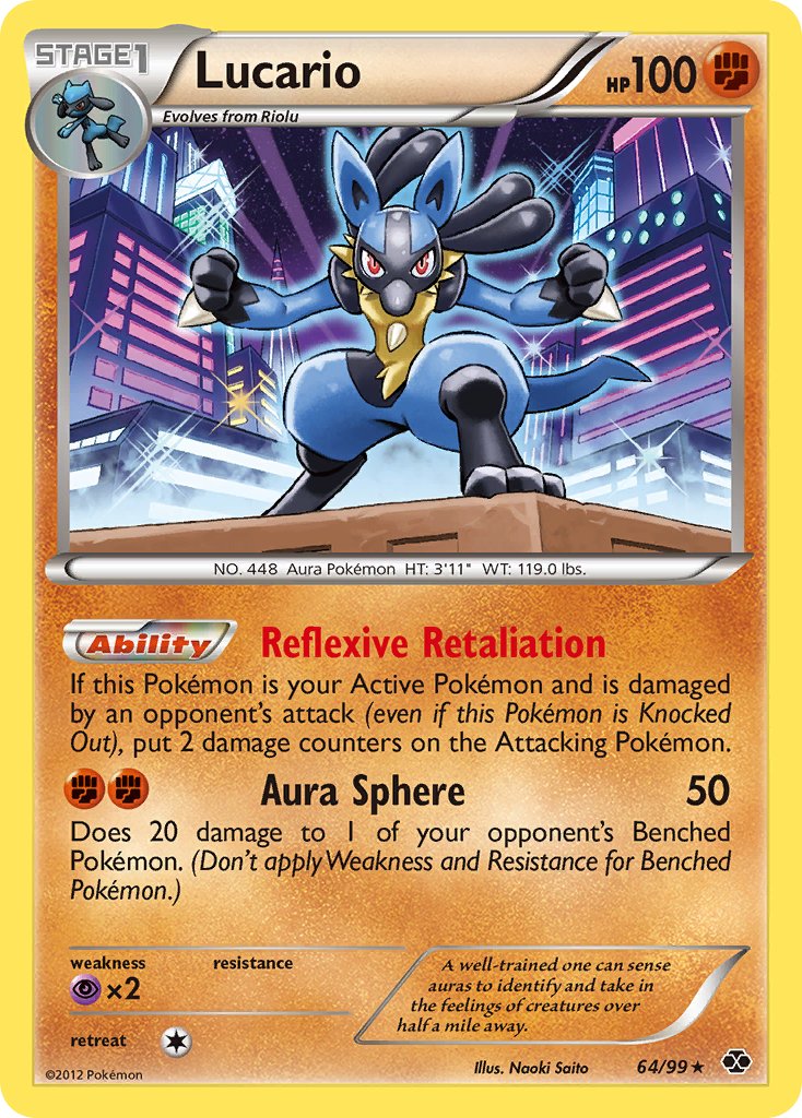 Lucario (64/99) (Cosmos Holo) (Blister Exclusive) [Black & White: Next Destinies] | Pegasus Games WI